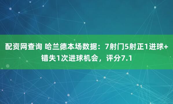 配资网查询 哈兰德本场数据：7射门5射正1进球+错失1次进球机会，评分7.1
